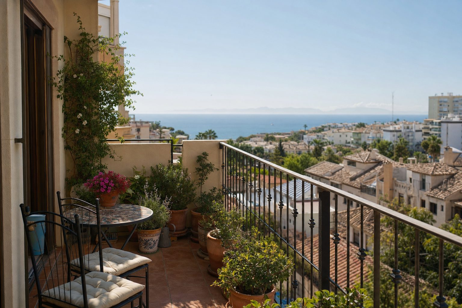 Rental apartment balcony with a sea view on the Costa Blanca